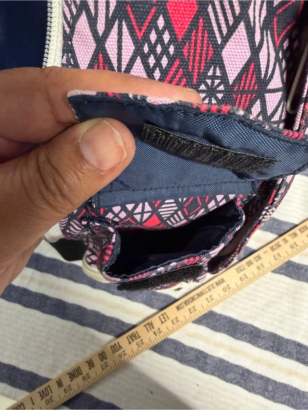 KAVU Rope Sling Backpack Pink Black Geometric Crossbody Travel Hiking Bag